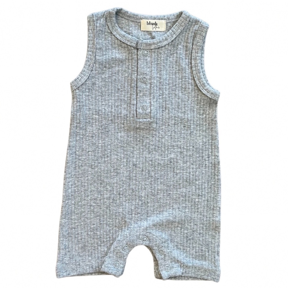GRAY | Blush Lotus Baby Organic Ribbed Romper